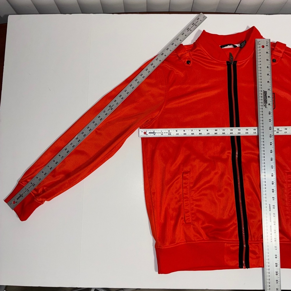 Sean John Mens Track Jacket Orange Full Zip Bomber Style Logo Size XL - Picture 8 of 9